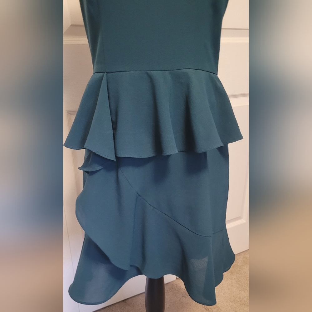 Lulu's Asymmetrical Green Ruffle Dress - Picture 2 of 12